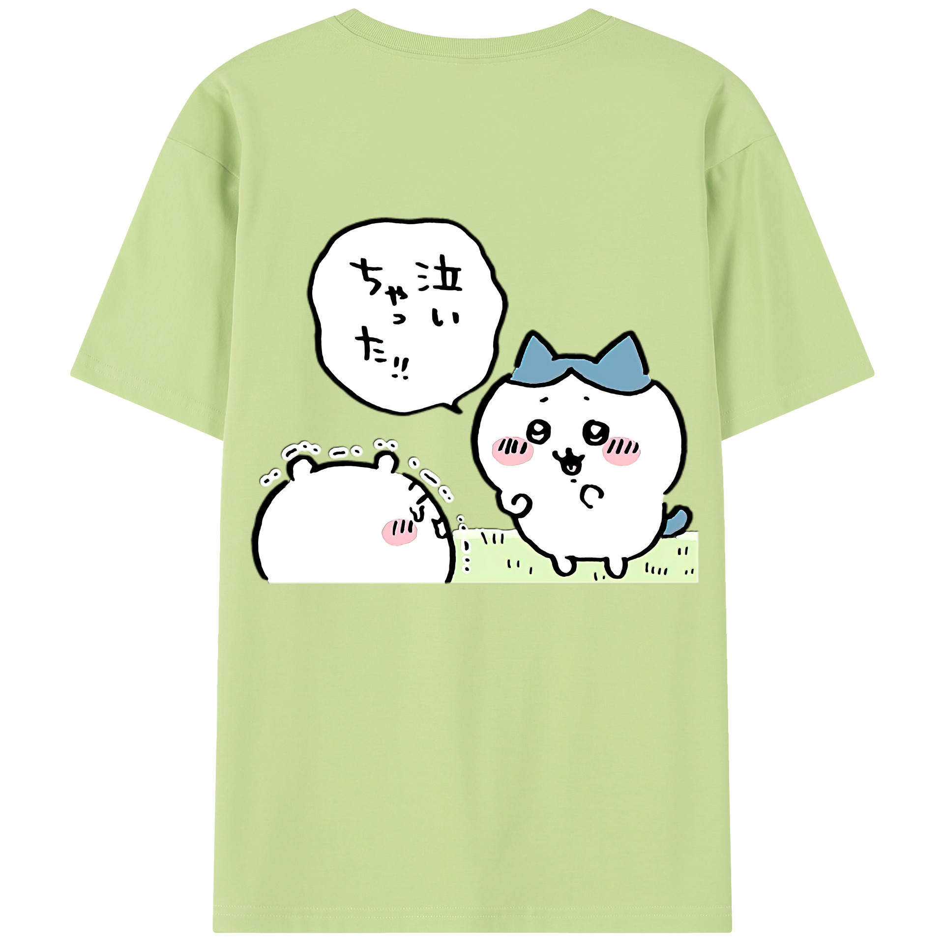 （画像用） ちいかわ ハチワレ Chii-kawa hachiware 綿100％半袖Tシャツ（背面プリント）